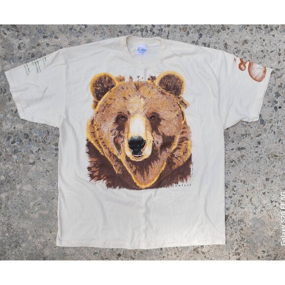 2XL Animal Lover Bear Grizzly Brown Kodiak Preshrunk Cotton Vtg 2003 Lawless NOS - Picture 1 of 10